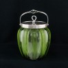 Art Nouveau – wyjątkowa herbatnica / biszkoptnica z zielonego szkła 