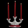 KOENIGSZELT barokowy świecznik na trzy świece porcelana ecru srebrzony