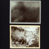 Dwa pamiątkowe czarno białe zdjęcia w ruinach