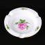 Porcelana Meissen popielniczka okrągła z ręcznie malowaną różową różą, złocenia, miecze w kobalcie