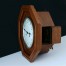 Wiszący zegar w drewnianej obudowie z drzwiczkami inspekcyjnymi