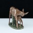 orcelanowa figurka leśnych zwierząt - sarna z koźlakiem - ręcznie malowana i sygnowana