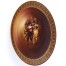 Antykwaryczny talerz porcelanowy do zawieszenia na ścianę, Rembrandt Straż Nocna, manufaktura Beyer Bock, złocenie