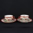 Antyczna filiżanka ze spodkiem w stylu chinoiserie. Sygnowana porcelana XX w z chińskimi postaciami. Rzadka produkcja naśladownicza