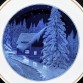 1954 MEISSEN- ścienny talerz z chatką w zimowej scenerii