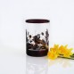 Biedermeier szklanica z ok 1850 roku malowana rubinowo-złotym ptasim motywem